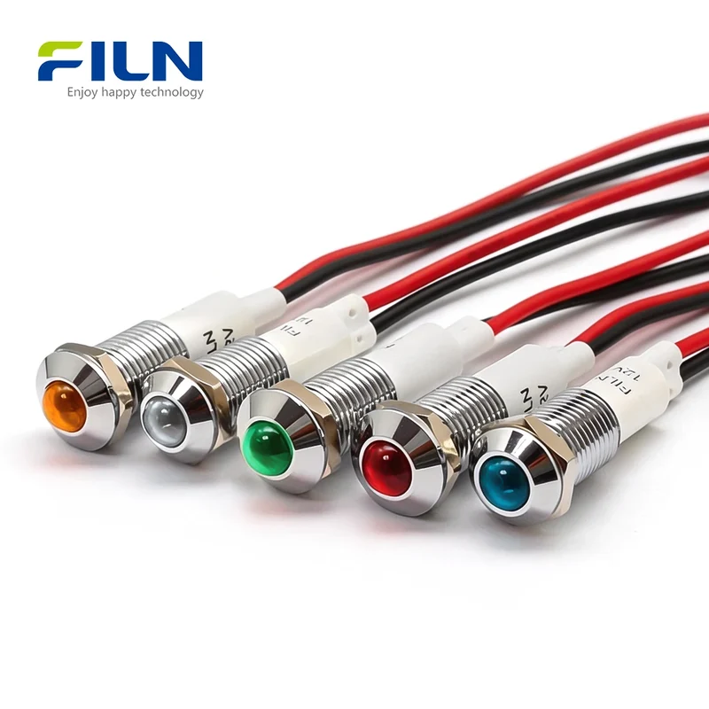 120V Power Indicator Light 10mm Waterproof LED Signal Lamp for Panels FILN