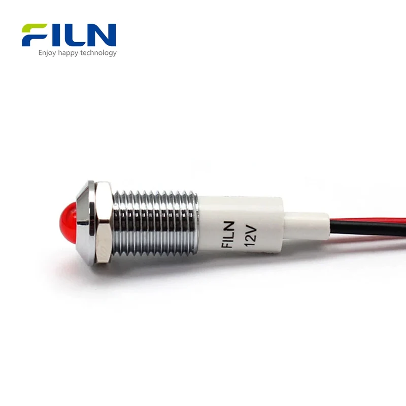 120V Power Indicator Light 10mm Waterproof LED Signal Lamp for Panels FILN
