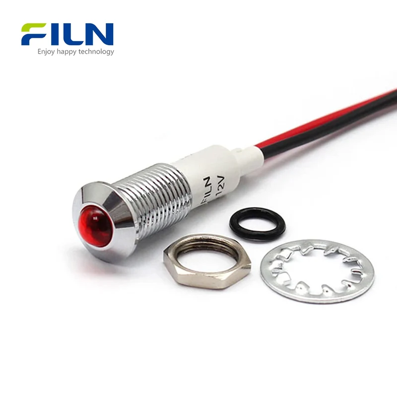 120V Power Indicator Light 10mm Waterproof LED Signal Lamp for Panels FILN