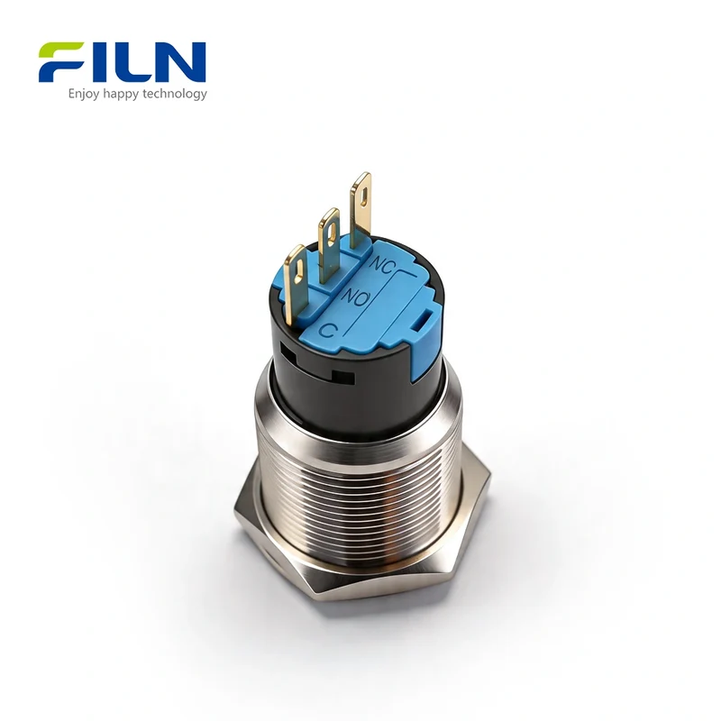 19mm Key Push Button Switch 2 Position 3-Pin Metal Switch FILN
