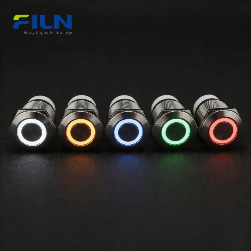 Telephone Plug Switch Stainless Steel RJ9 19mm Momentary LED Ring FILN