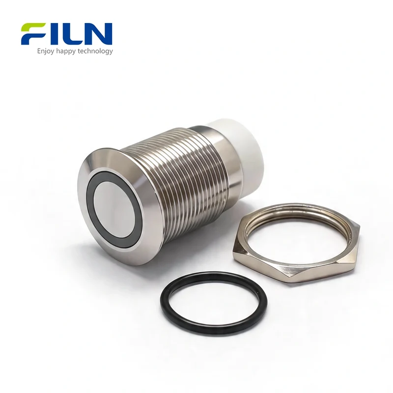 Telephone Plug Switch Stainless Steel RJ9 19mm Momentary LED Ring FILN