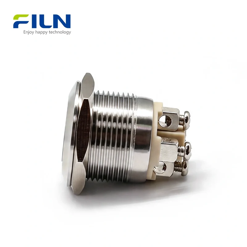 120V Push Button Switch Stainless Steel Momentary 4-Pin Screw Terminal LED Switch | FILN