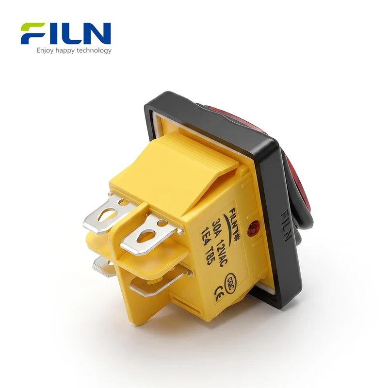 LED Light Rocker Switch 28x22mm Transparent Surface KCD4 Waterproof Framed Power Switch FILN