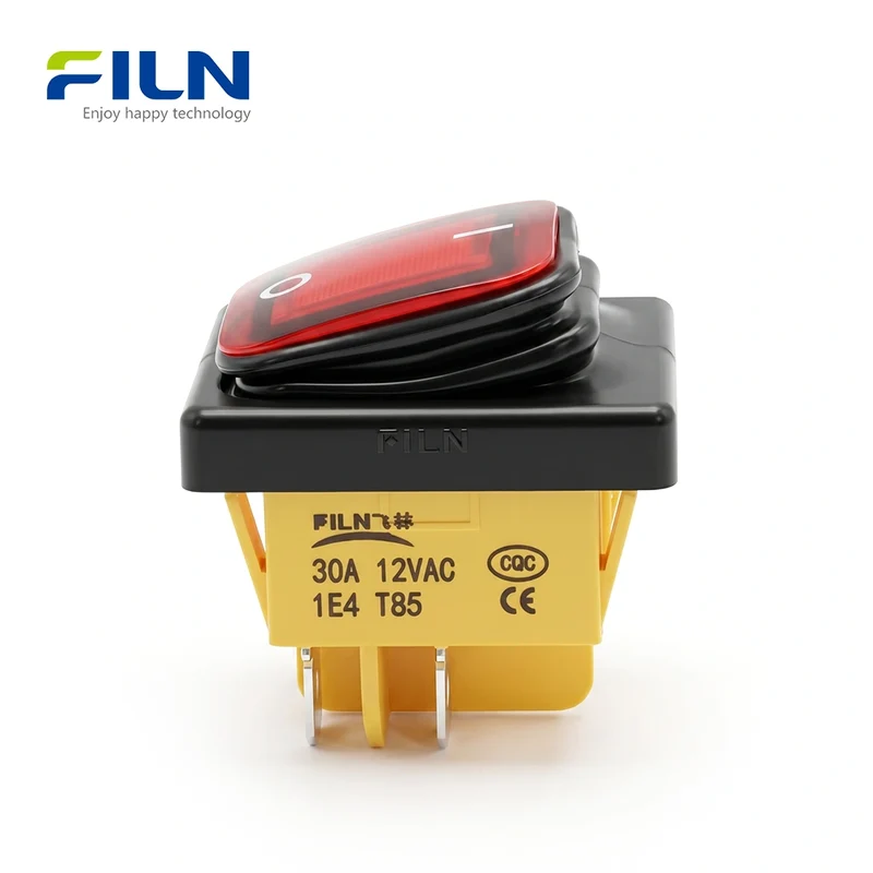 LED Rocker Switch ON-OFF Nylon Plastic Waterproof KCD4 Rocker Switch FILN Factory
