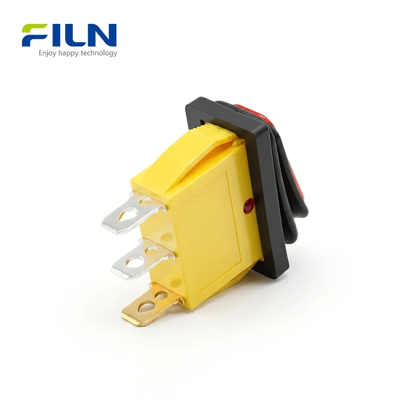 On Off Rocker Switch 28x11mm KCD3 3-Pin Illuminated Waterproof Rocker Switch FILN