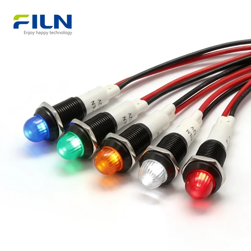 Charging Indicator Light 10mm IP67 Metal Ball Head LED 220V FILN