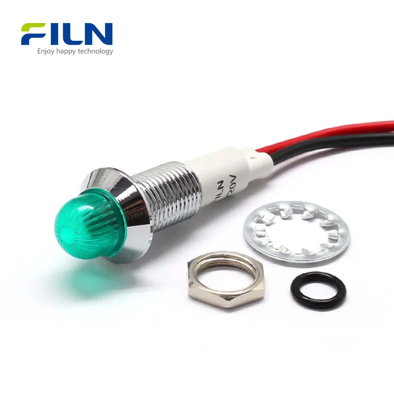 Charging Indicator Light 10mm IP67 Metal Ball Head LED 220V FILN