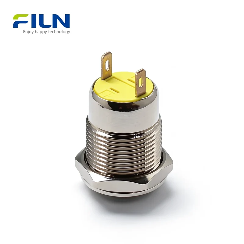 12mm 2 Pin Push Button Switch Stainless Steel Momentary/Latching FILN