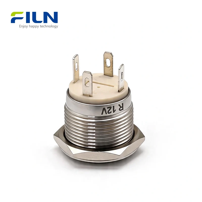 19mm 4PIN Push Button Switch Ring LED Momentary Stainless Steel for CNC/Marine | FILN