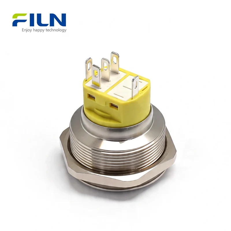 12 Volt Switch Push Button 28mm Stainless Steel Momentary Latching 5-Pin LED FILN