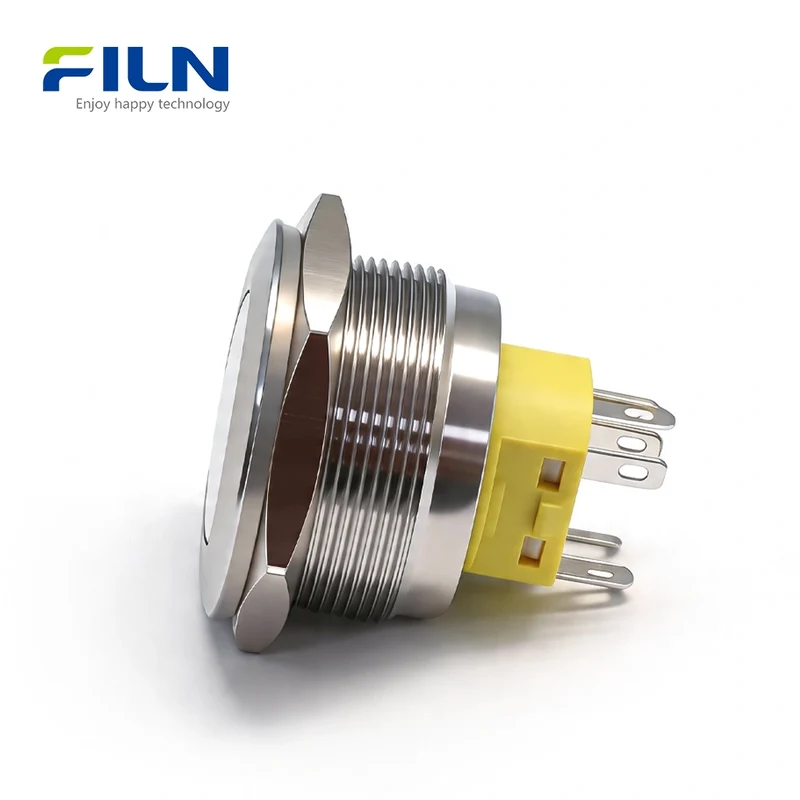 12V Push Button Switch Momentary 30mm Momentary/Latching Stainless Steel 5-Pin LED FILN