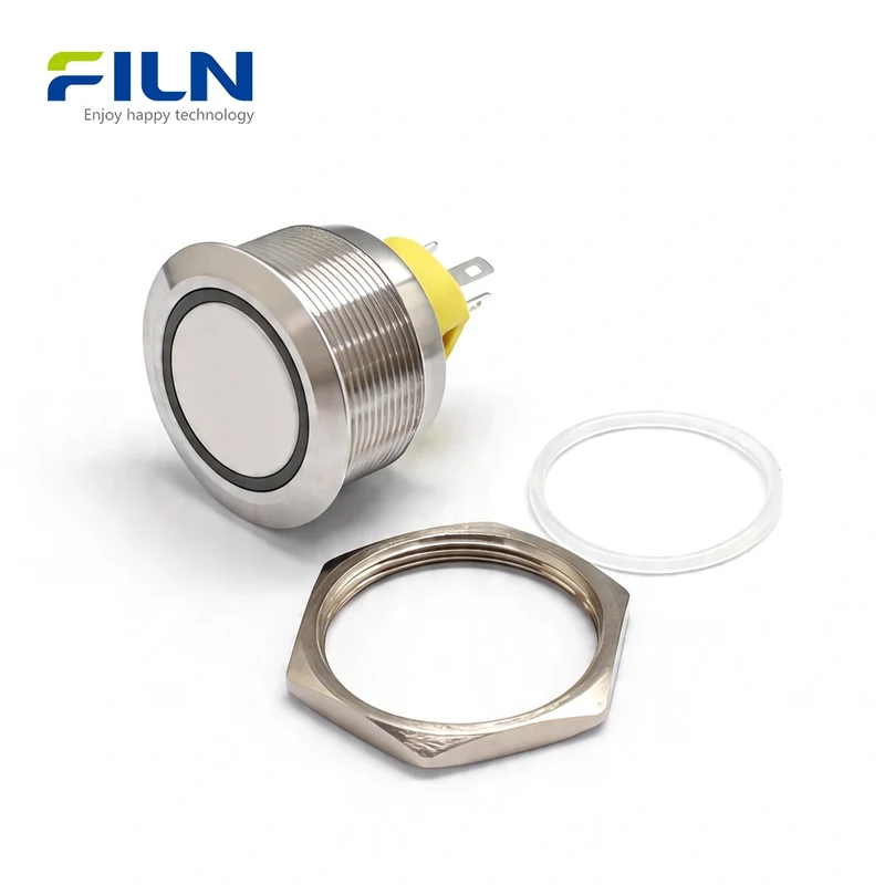 12V Push Button Switch Momentary 30mm Momentary/Latching Stainless Steel 5-Pin LED FILN
