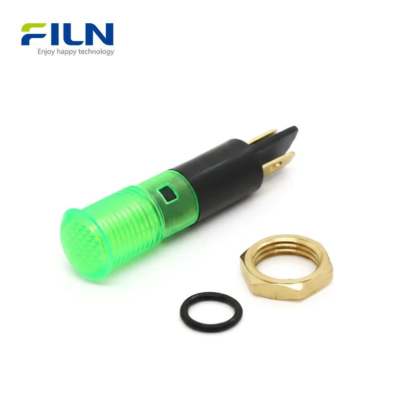 Lighting Indicators 8mm 12V 220V 2-Pin Terminal Snap-in Panel Mount for Industrial Control FILN