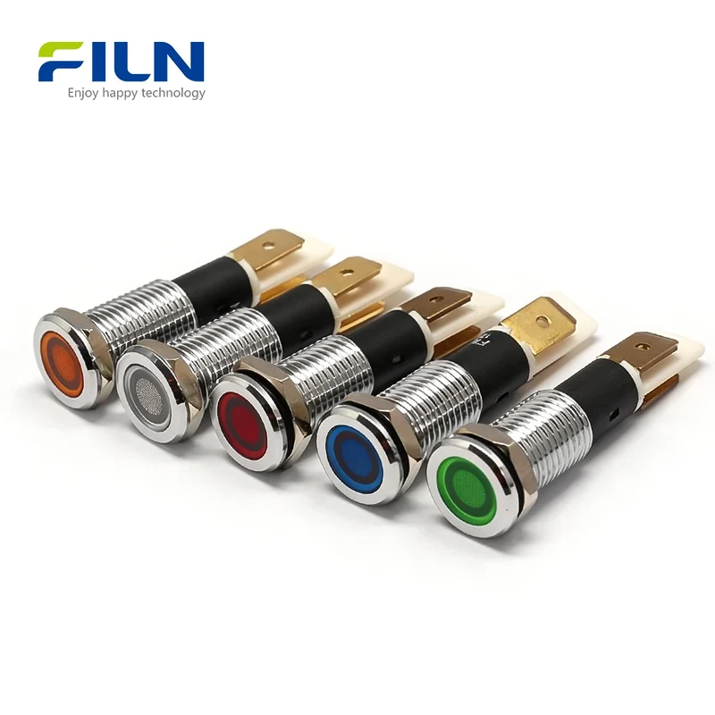Lamp Indicator Light 10mm 3V-380V IP67 Waterproof LED Signal for CNC & Marine FILN