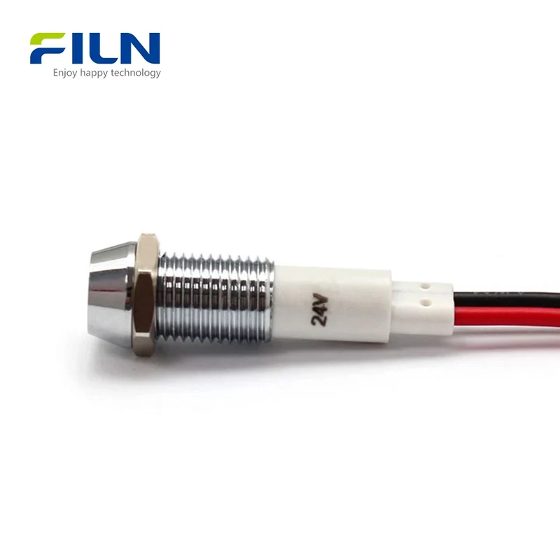 AC Power Indicator Light 10mm IP67 Waterproof Metal Signal Lamp FILN