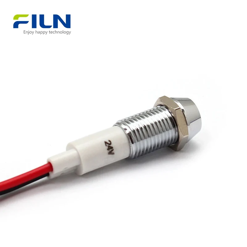 AC Power Indicator Light 10mm IP67 Waterproof Metal Signal Lamp FILN