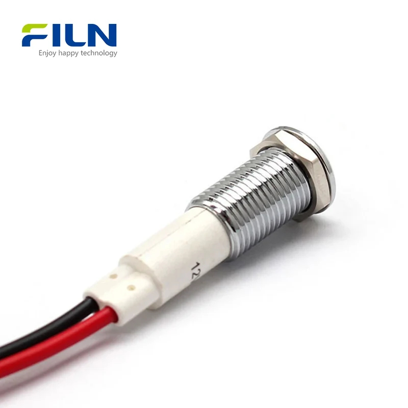Red LED Indicator Light 10mm IP67 Waterproof 12V 24V 220V for Panel Mount FILN