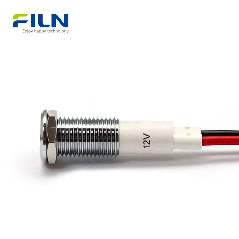 Red LED Indicator Light 10mm IP67 Waterproof 12V 24V 220V for Panel Mount FILN