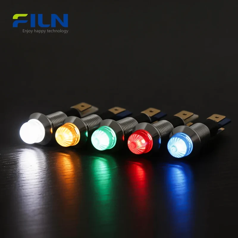 Power Indicator Lamps 10mm IP67 Metal Ball Head Signal Light 220V FILN