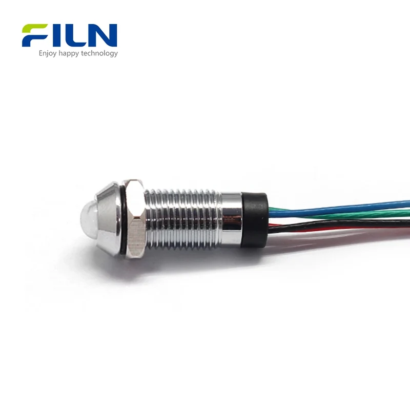 Panel Mount RGB Pilot Light | 8mm IP67 Waterproof LED Indicator for CNC & Marine FILN