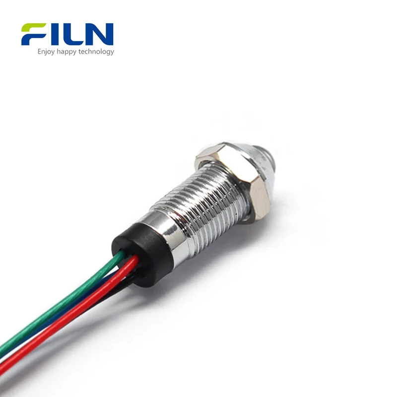 Panel Mount RGB Pilot Light | 8mm IP67 Waterproof LED Indicator for CNC & Marine FILN
