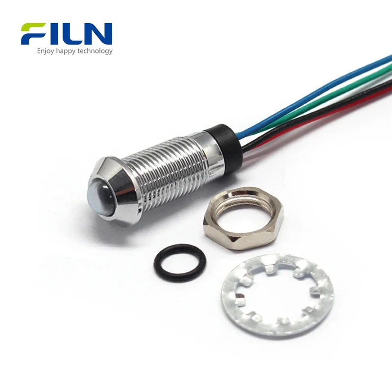 Panel Mount RGB Pilot Light | 8mm IP67 Waterproof LED Indicator for CNC & Marine FILN