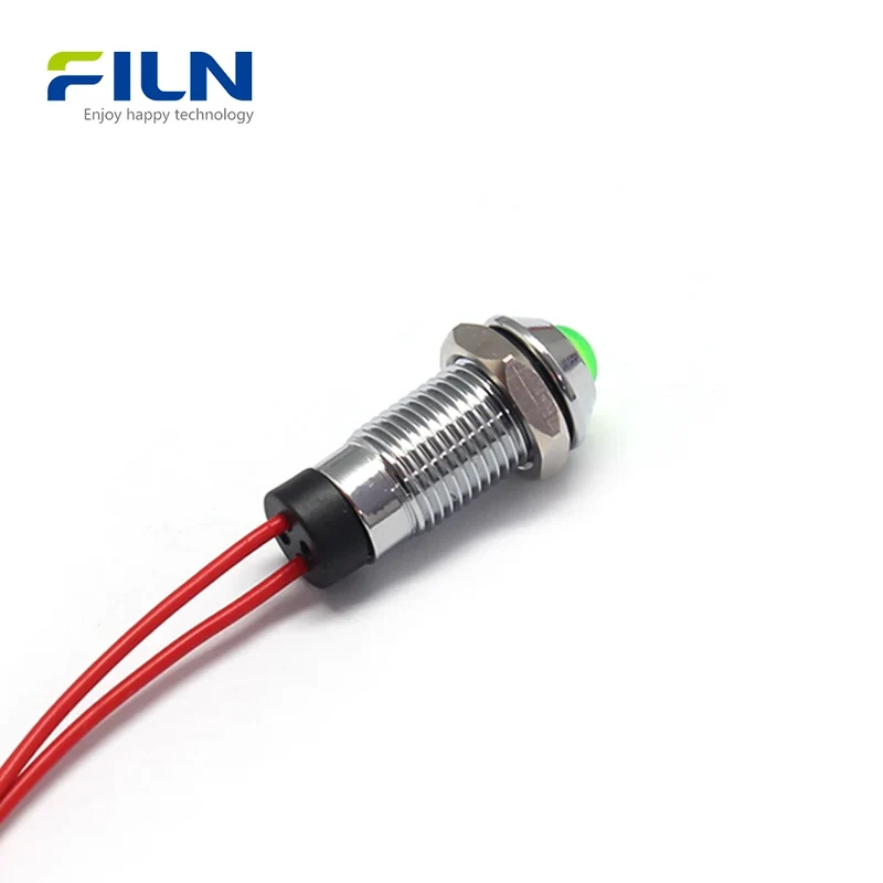 5V Indicator Light | 8mm LED Metal High Head | IP67 Waterproof Panel Mount