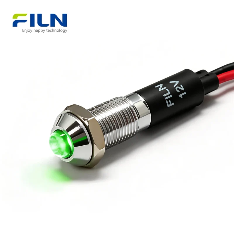 12V Indicator Light 8mm Panel Mount IP67 Waterproof for CNC FILN