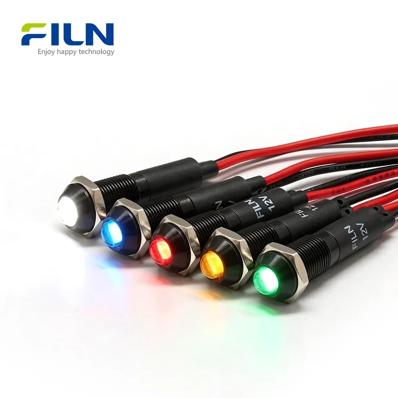 12V Indicator Light 8mm Panel Mount IP67 Waterproof for CNC FILN