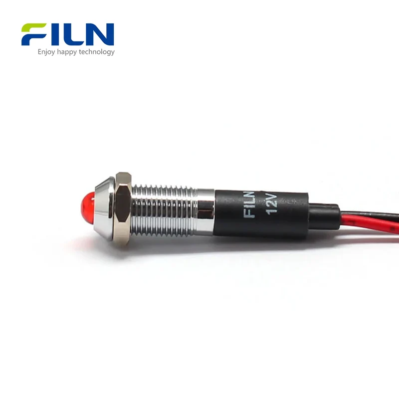 12V Indicator Light 8mm Panel Mount IP67 Waterproof for CNC FILN