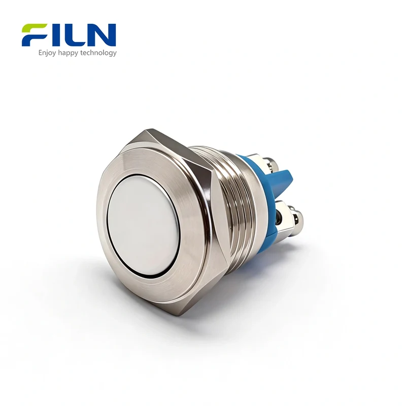 16mm Push Button Reset Switch Metal Momentary 2PIN Screw Terminal FILN
