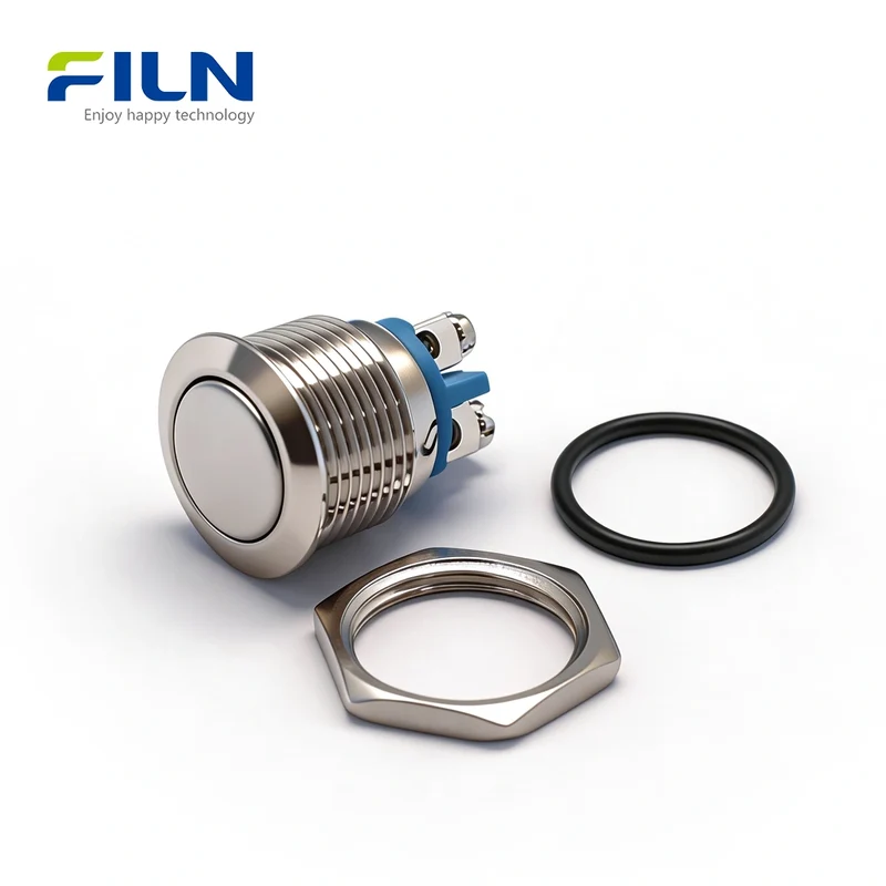 16mm Push Button Reset Switch Metal Momentary 2PIN Screw Terminal FILN