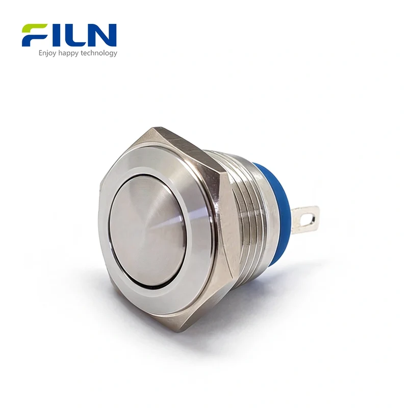 16mm Small Momentary Push Button Switch Ball Head Stainless Steel 2-Pin Plug-in FILN