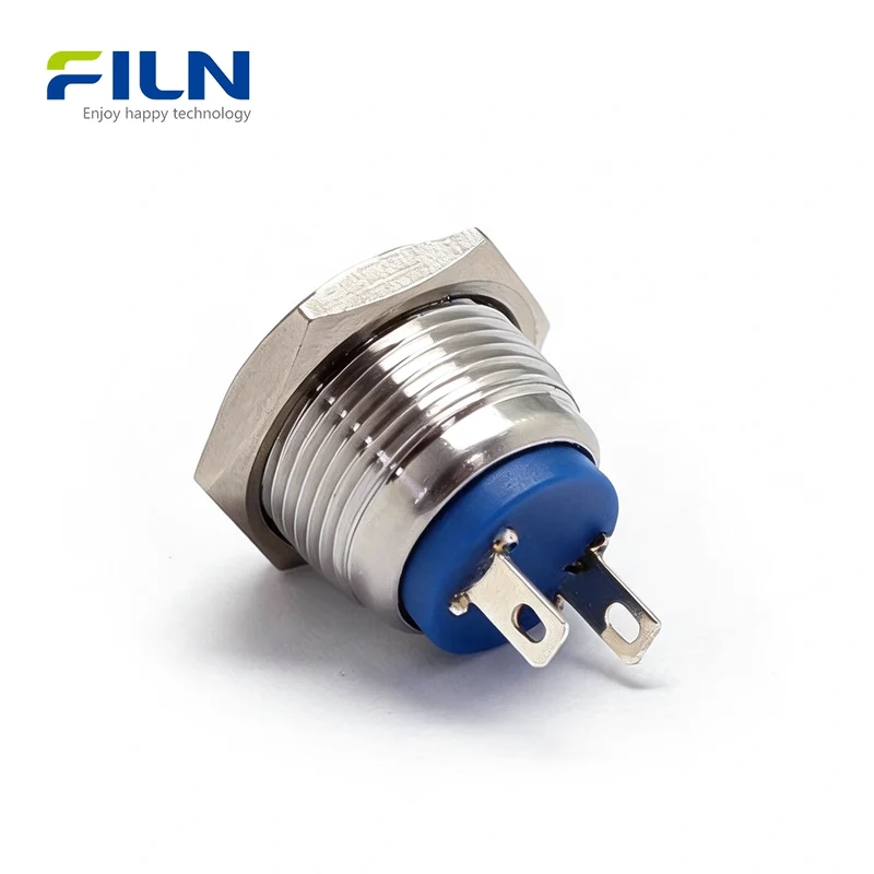 16mm Small Momentary Push Button Switch Ball Head Stainless Steel 2-Pin Plug-in FILN