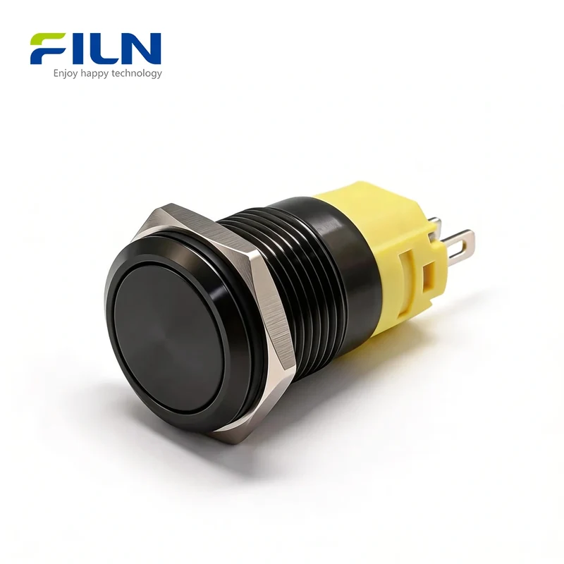 16mm Round Push Button Switch No LED Light Stainless Steel Pin Terminal FILN