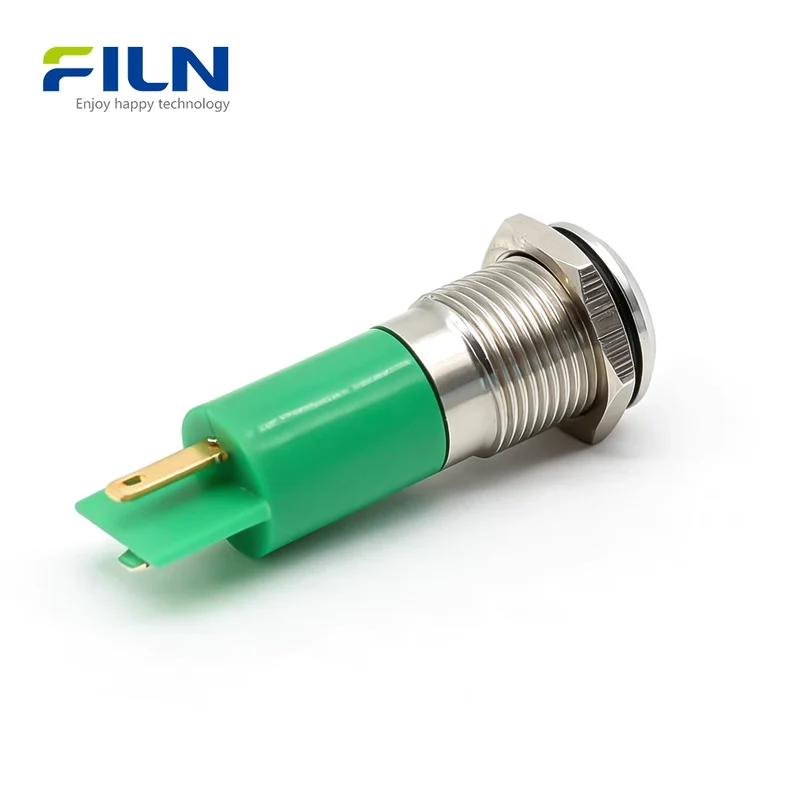 14mm Indicator Lamp 12V 220V Metal High Head 2Pin Signal Light FILN