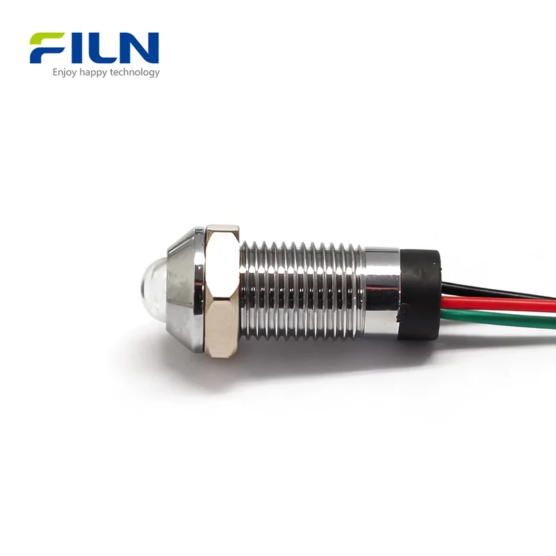 Common Cathode/Anode 2-color Panel Mount Indicator 8mm IP67 High Head FILN