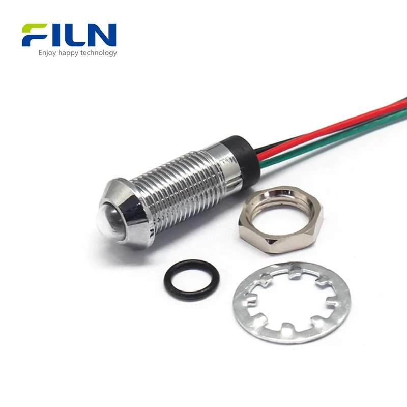 Common Cathode/Anode 2-color Panel Mount Indicator 8mm IP67 High Head FILN
