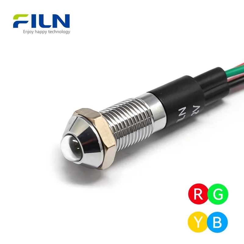 Red/Green Bi-color LED Indicator Light 8mm IP67 Waterproof for CNC FILN
