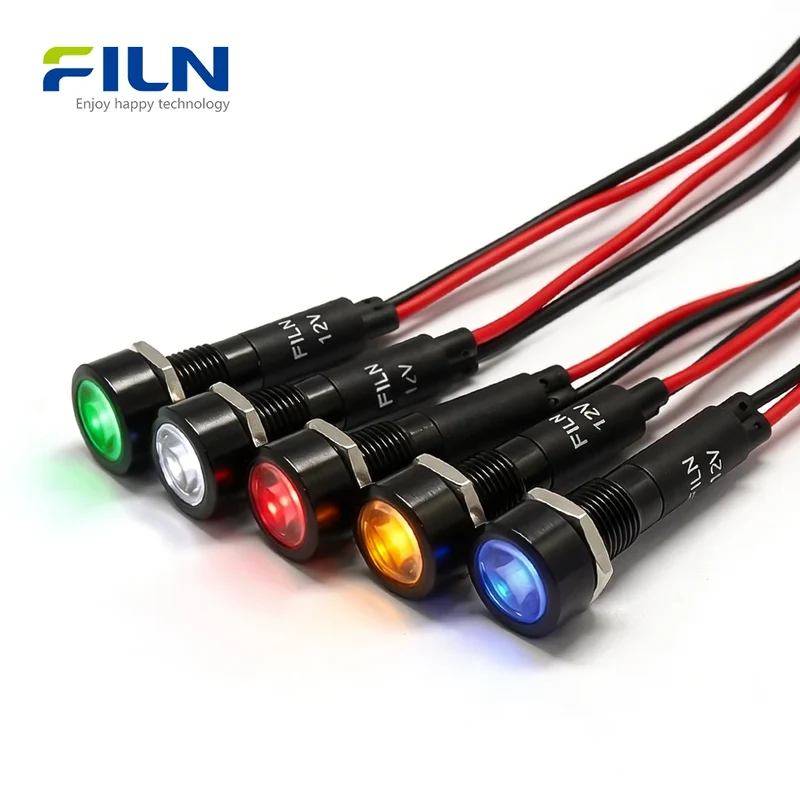 Machine Panel Indicator Light 12-24V 220V 8mm IP67 for CNC FILN