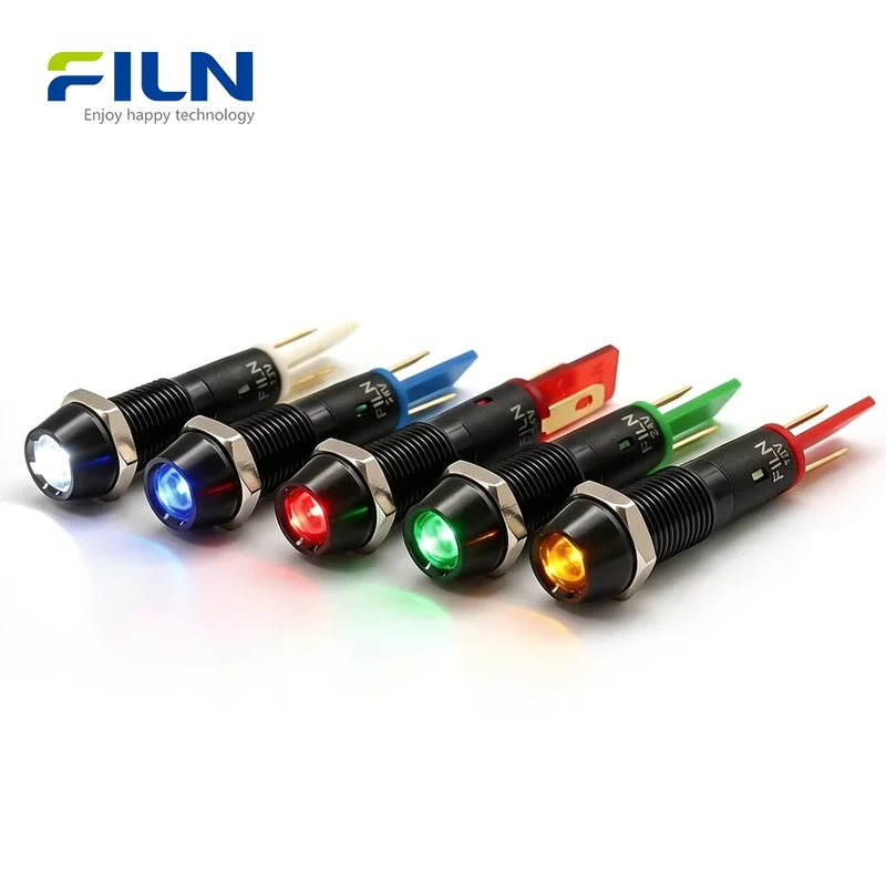 Power Indicator Light 3-380V 8mm IP67 Waterproof Panel Mount FILN