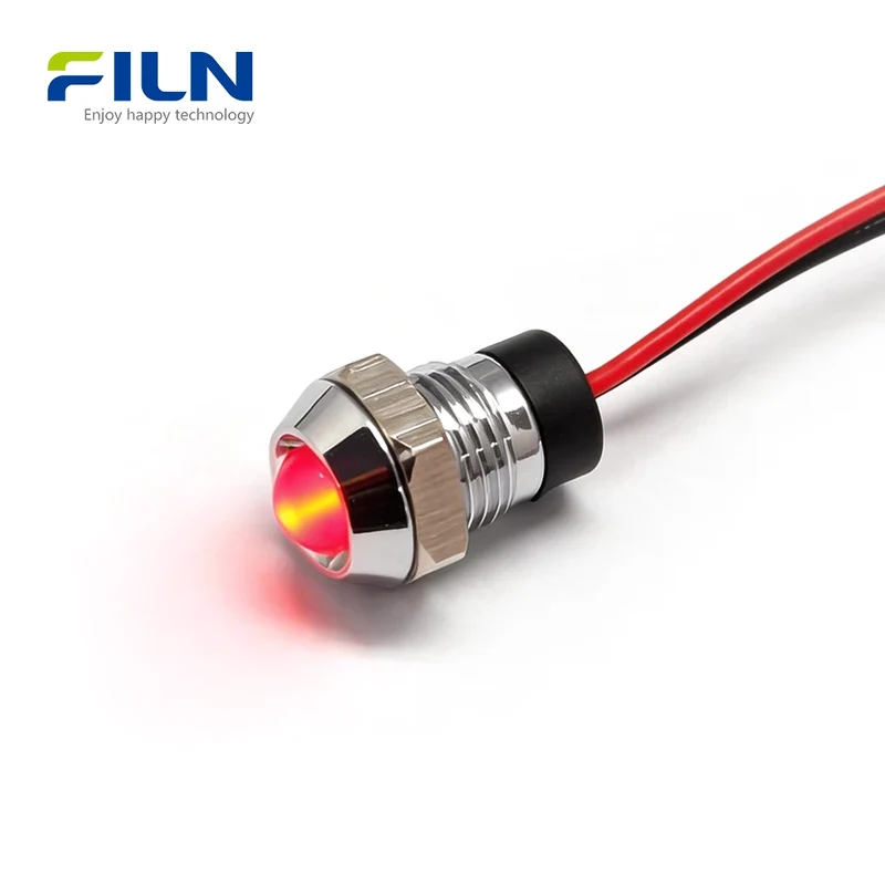 9 Volt LED Light 8mm Metal Indicator FL1M-08SW-4 IP65 Waterproof FILN