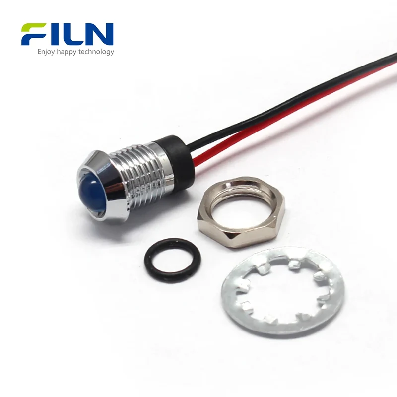 9 Volt LED Light 8mm Metal Indicator FL1M-08SW-4 IP65 Waterproof FILN