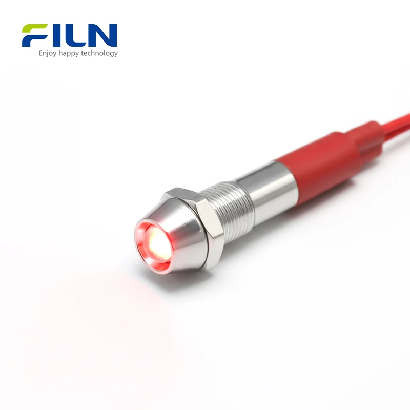 FILN 6MM 12Volt Indicator Light Concave Head Mini LED Indicator Lamp Lights
