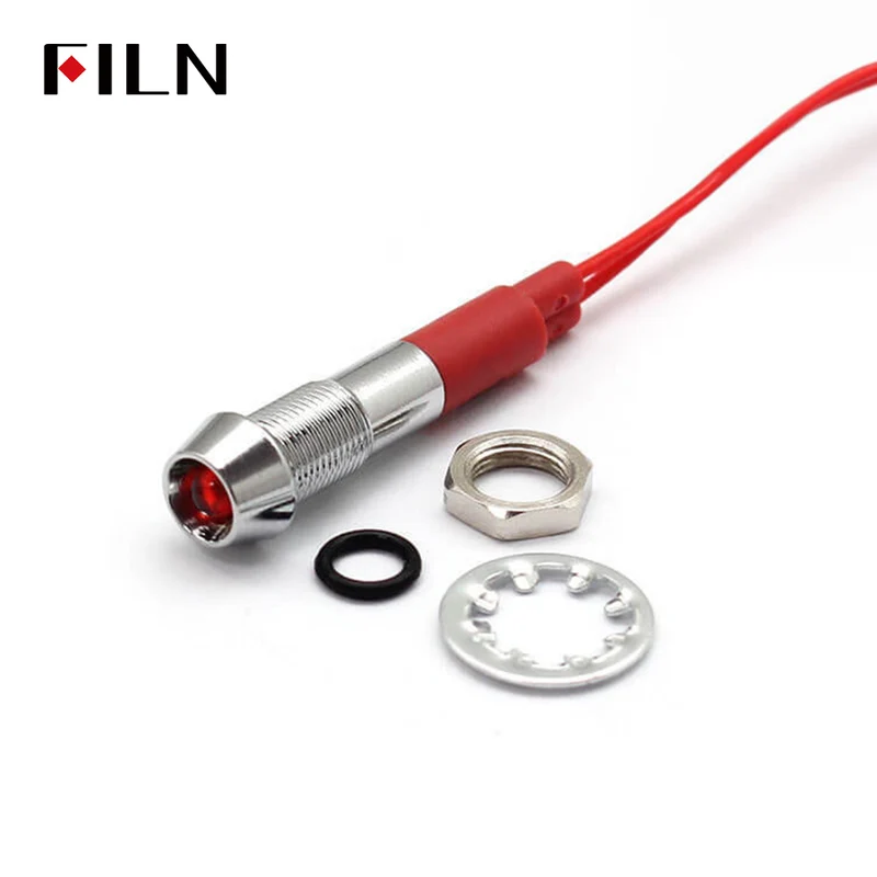 FILN 6MM 12Volt Indicator Light Concave Head Mini LED Indicator Lamp Lights