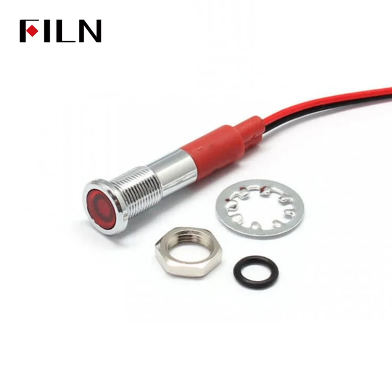 6MM Mini LED Light Indicator Pilot 12V 220V Pre-wired IP67 Metal Signal Lamp