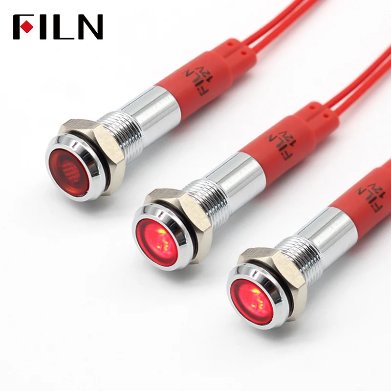 6MM Mini LED Light Indicator Pilot 12V 220V Pre-wired IP67 Metal Signal Lamp