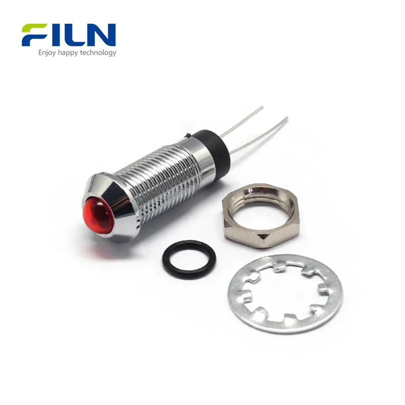 Yellow Indicator Light High Head Pin Terminal 3-220V 8mm FLIN