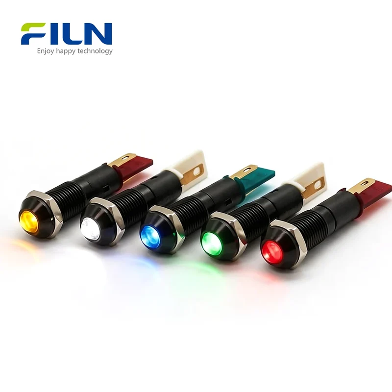 Machine Indicator Lights 8mm Metal IP67 Panel Mount 12-380V FILN